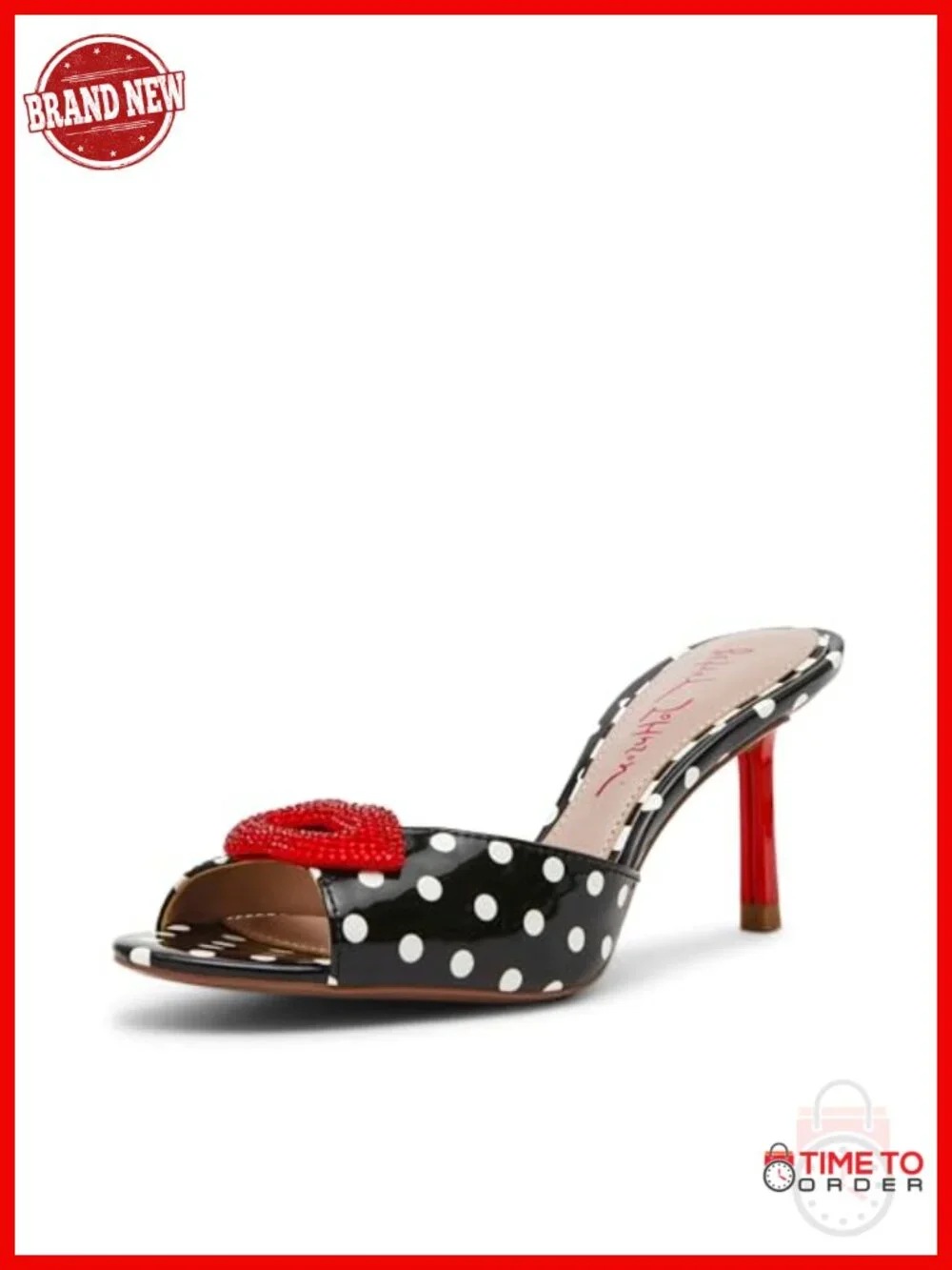 Stiletto Heel Mule with Polka Dot Pattern